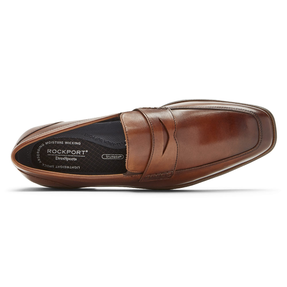 Rockport Mens Loafers Brown - Dres Sports Business 2 Penny - UK 054-QRVFJN